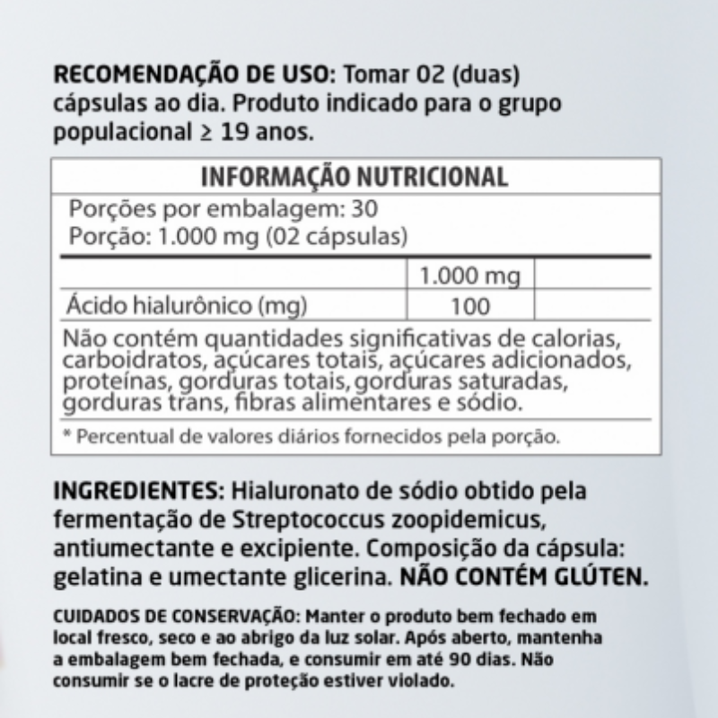 Ácido Hialurônico 60 cápsulas 500mg Herbalize